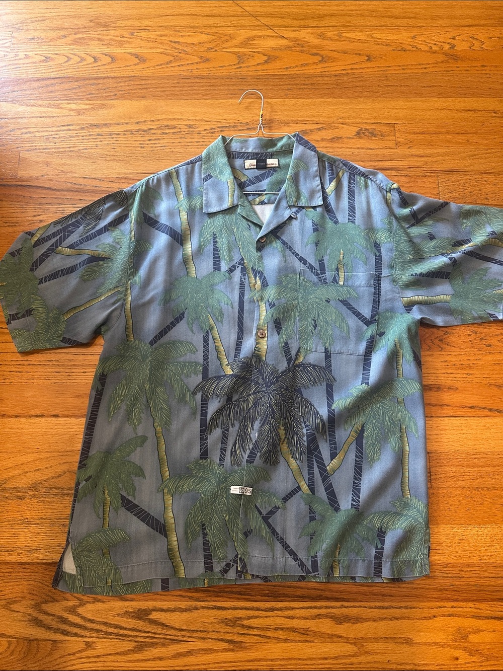 Tommy Bahama Blue & Green Palm Print Camp Shirt